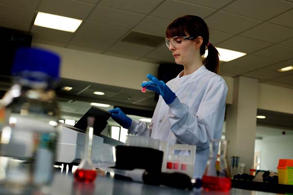 A woman conducting an experiment